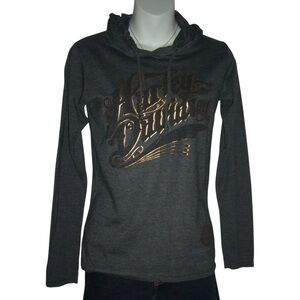Harley Davidson Hoodie Long Sleeve Tee Biker Motorcycle Grunge alt egirl Gray S